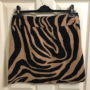 Ann Taylor LOFT Black Brown Zebra Print Skirt